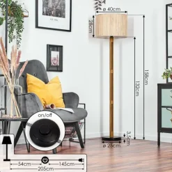 Luminaires Scandinaves-hofstein Bongal Lampadaire Brun, Écru, Noir, 1 lumière