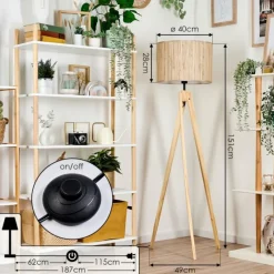 Luminaires Scandinaves-hofstein Bongal Lampadaire Écru, 1 lumière