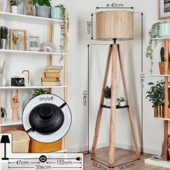 Luminaires Scandinaves-hofstein Bongal Lampadaire Écru, Noir, 1 lumière