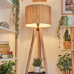 Luminaires Scandinaves-hofstein Bongal Lampadaire Écru, Noir, 1 lumière