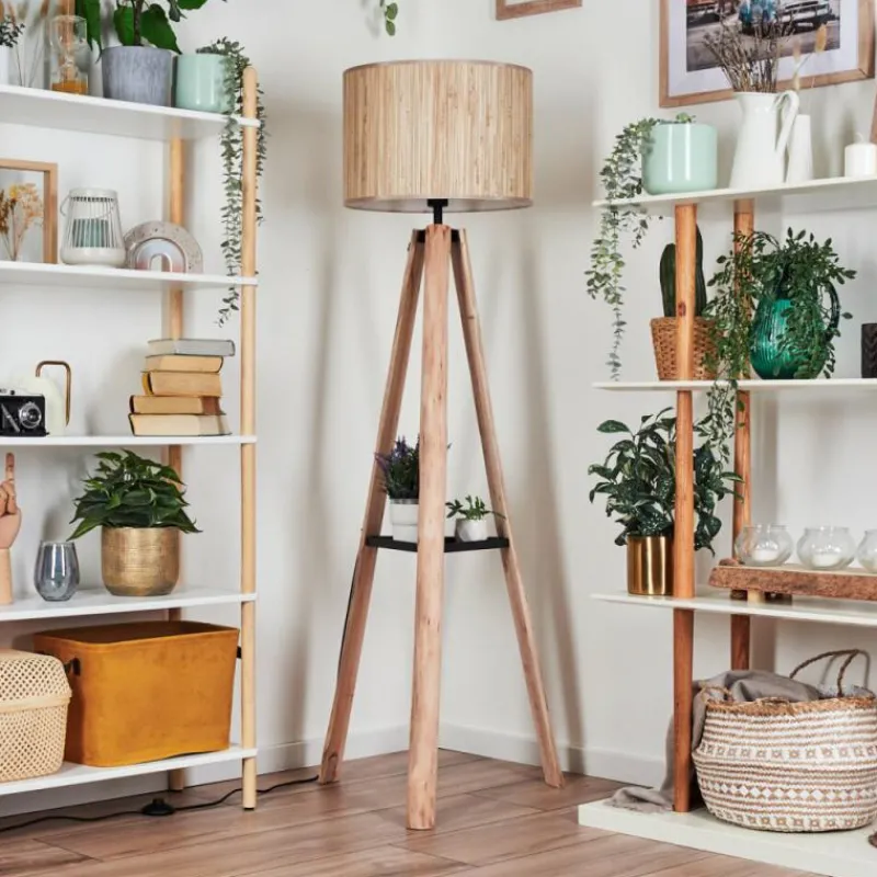 Luminaires Scandinaves-hofstein Bongal Lampadaire Écru, Noir, 1 lumière