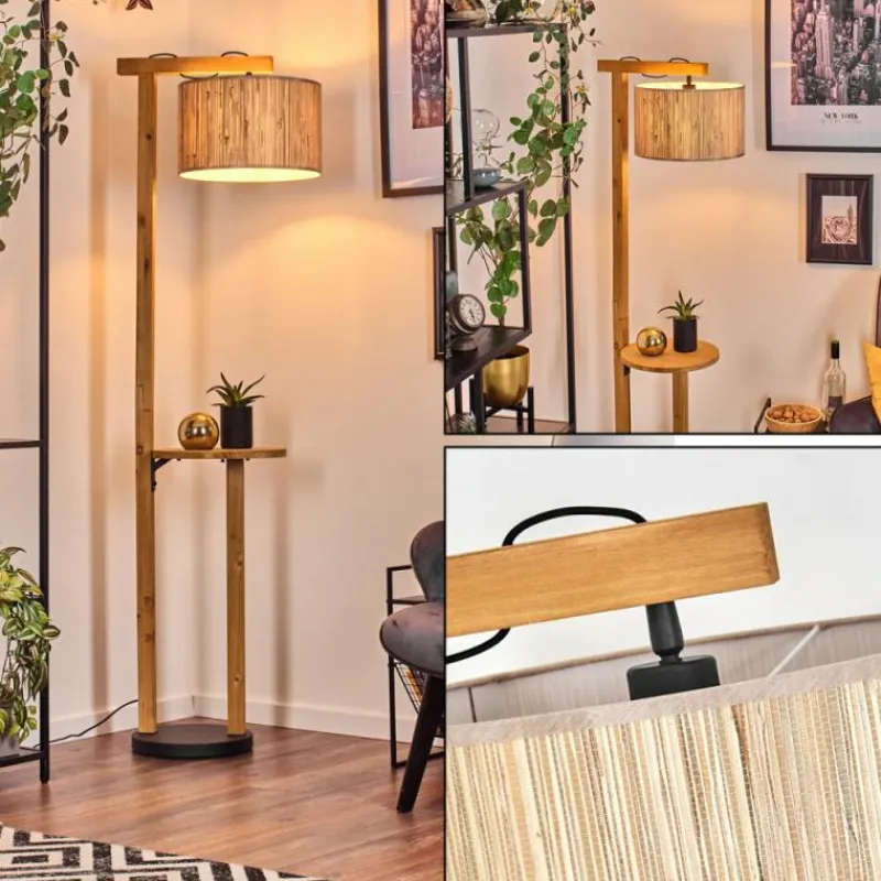 Luminaires Scandinaves-hofstein Bongal Lampadaire Écru, Noir, 1 lumière