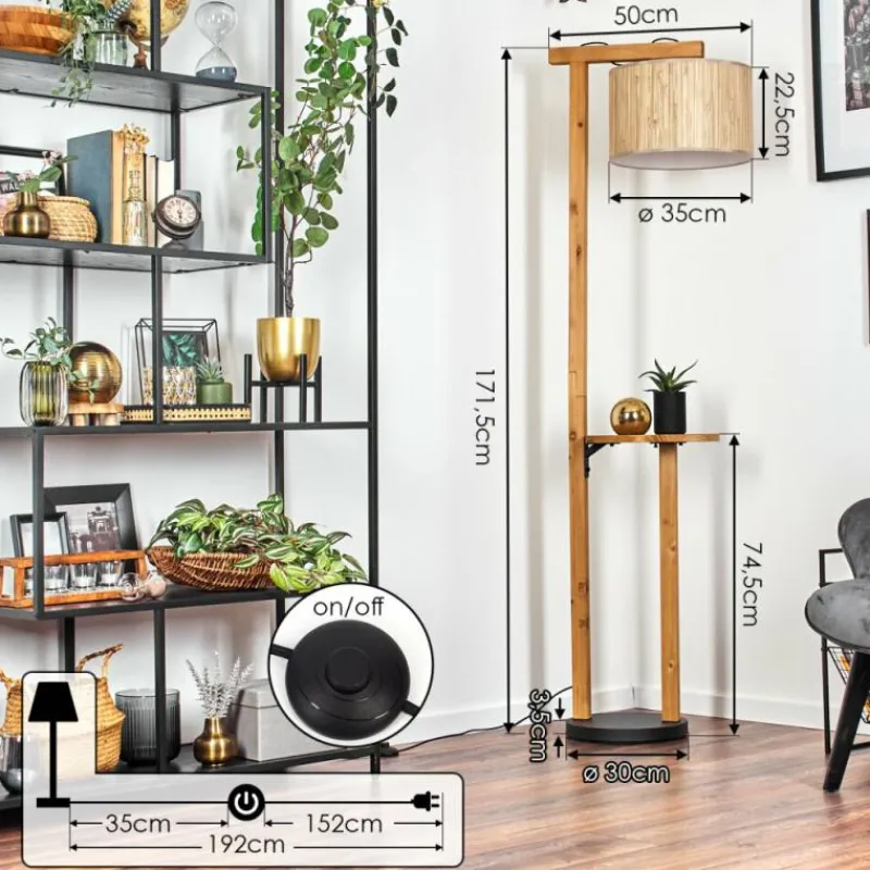 Luminaires Scandinaves-hofstein Bongal Lampadaire Écru, Noir, 1 lumière