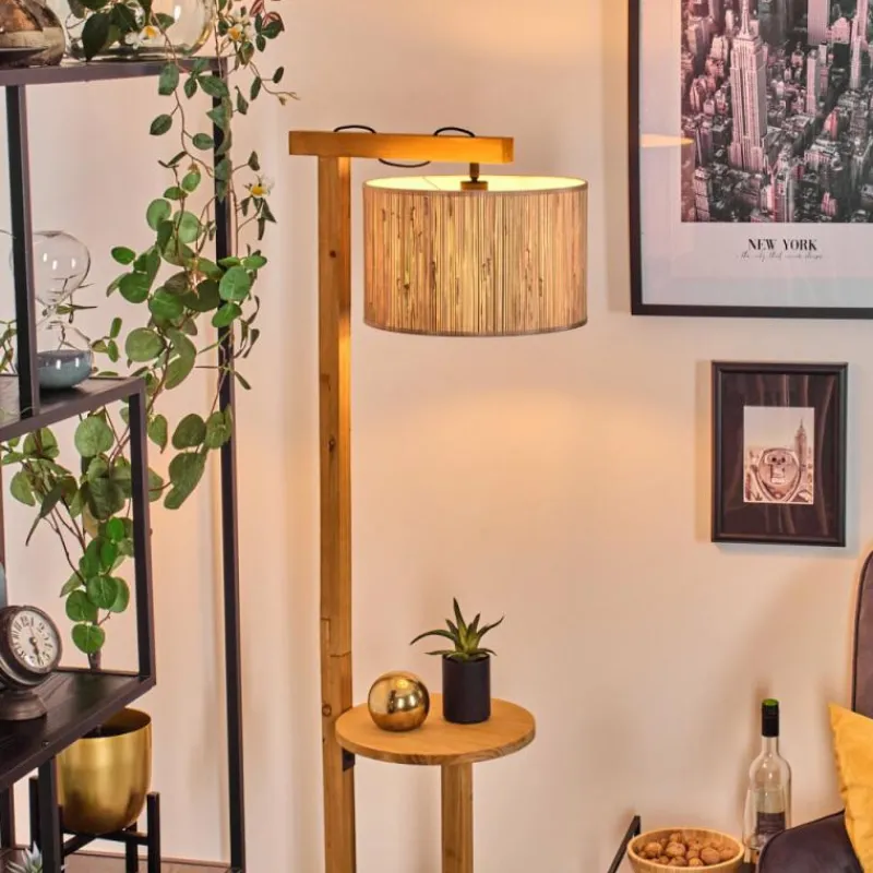 Luminaires Scandinaves-hofstein Bongal Lampadaire Écru, Noir, 1 lumière