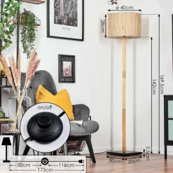 Luminaires Scandinaves-hofstein Bongal Lampadaire Écru, Noir, 1 lumière