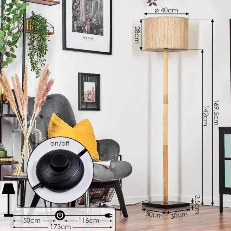 Luminaires Scandinaves-hofstein Bongal Lampadaire Écru, Noir, 1 lumière