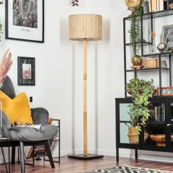 Luminaires Scandinaves-hofstein Bongal Lampadaire Écru, Noir, 1 lumière