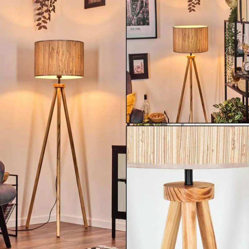 Luminaires Scandinaves-hofstein Bongal Lampadaire Écru, Noir, 1 lumière