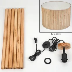 Luminaires Scandinaves-hofstein Bongal Lampadaire Écru, Noir, 1 lumière