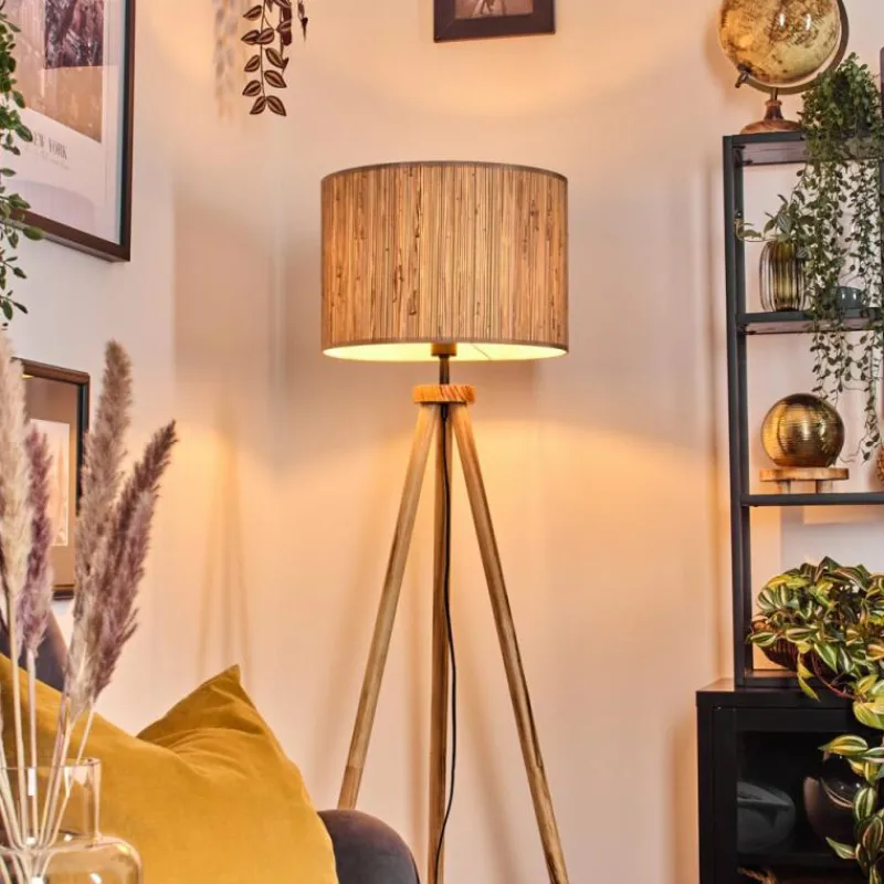 Luminaires Scandinaves-hofstein Bongal Lampadaire Écru, Noir, 1 lumière