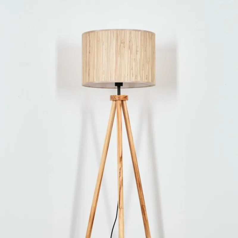 Luminaires Scandinaves-hofstein Bongal Lampadaire Écru, Noir, 1 lumière