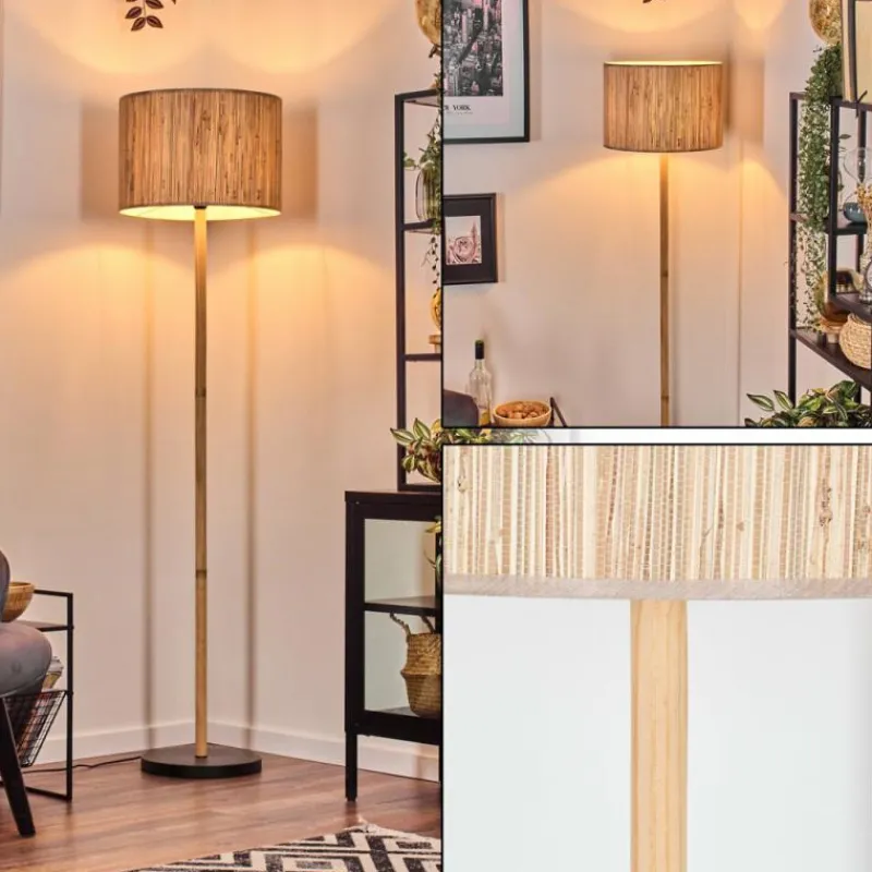 Luminaires Scandinaves-hofstein Bongal Lampadaire Écru, Noir, 1 lumière