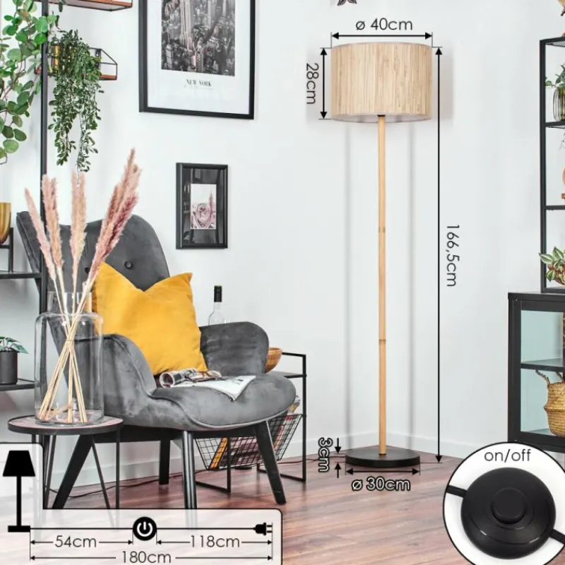 Luminaires Scandinaves-hofstein Bongal Lampadaire Écru, Noir, 1 lumière