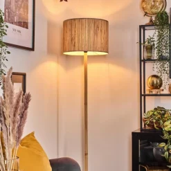 Luminaires Scandinaves-hofstein Bongal Lampadaire Écru, Noir, 1 lumière