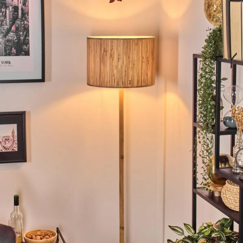 Luminaires Scandinaves-hofstein Bongal Lampadaire Écru, Noir, 1 lumière