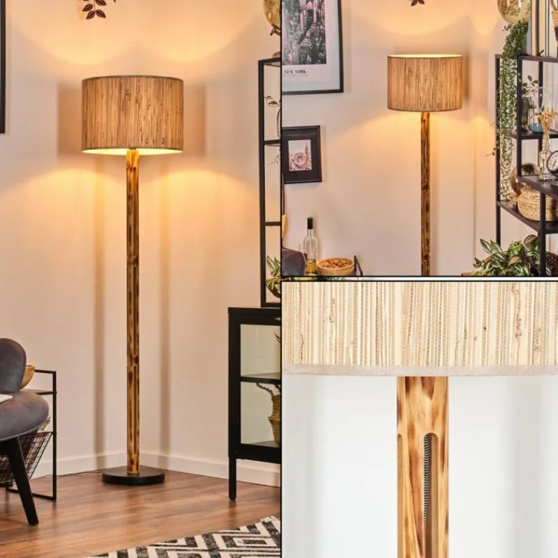 Luminaires Scandinaves-hofstein Bongal Lampadaire Écru, Noir, 1 lumière