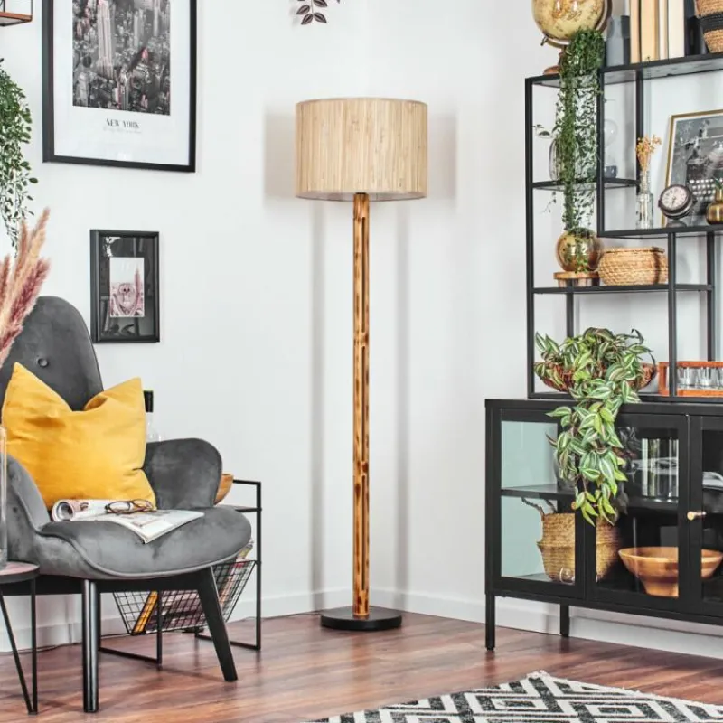 Luminaires Scandinaves-hofstein Bongal Lampadaire Écru, Noir, 1 lumière