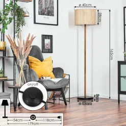 Luminaires Scandinaves-hofstein Bongal Lampadaire Écru, Noir, 1 lumière