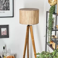 Luminaires Scandinaves-hofstein Bongal Lampadaire, Liseuse Écru, Noir, 1 lumière
