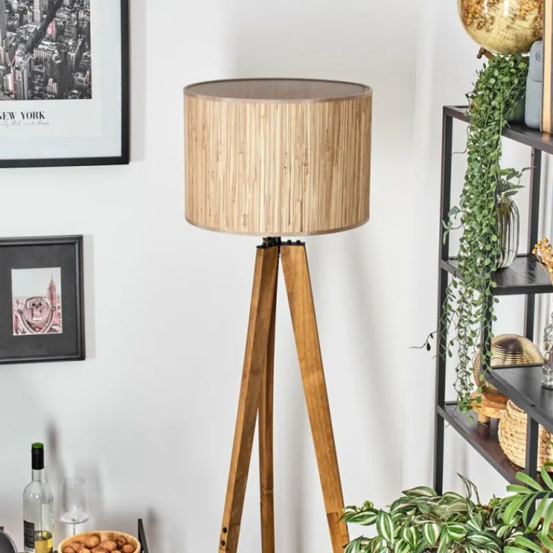 Luminaires Scandinaves-hofstein Bongal Lampadaire, Liseuse Écru, Noir, 1 lumière