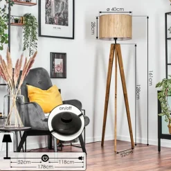 Luminaires Scandinaves-hofstein Bongal Lampadaire, Liseuse Écru, Noir, 1 lumière