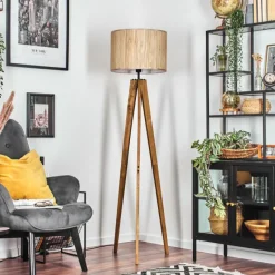 Luminaires Scandinaves-hofstein Bongal Lampadaire, Liseuse Écru, Noir, 1 lumière