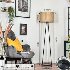 hofstein Bongal Lampadaire, Liseuse Noir, 1 lumière