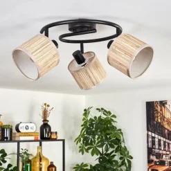 Lampes En Tissu-hofstein Bongal Plafonnier Noir, 3 lumières