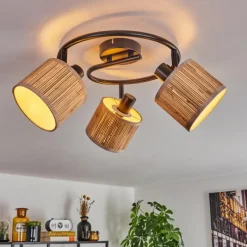 Lampes En Tissu-hofstein Bongal Plafonnier Noir, 3 lumières