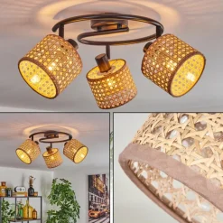 Luminaires Scandinaves-hofstein Bongal Plafonnier Noir, 3 lumières