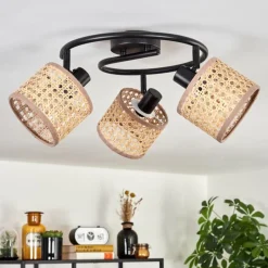 Luminaires Scandinaves-hofstein Bongal Plafonnier Noir, 3 lumières