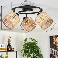 Luminaires Scandinaves-hofstein Bongal Plafonnier Noir, 3 lumières