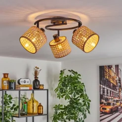 Luminaires Scandinaves-hofstein Bongal Plafonnier Noir, 3 lumières