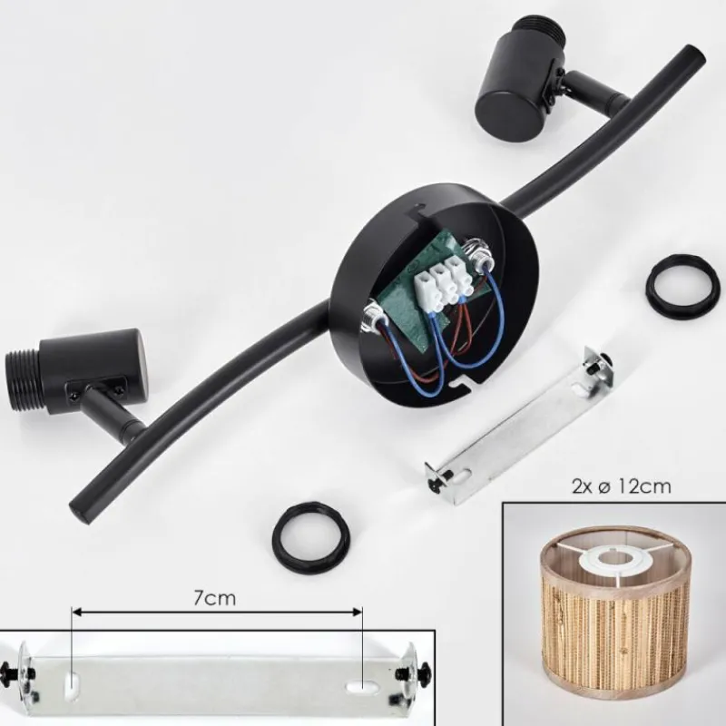 Luminaires Scandinaves-hofstein Bongal Plafonnier Noir, 2 lumières