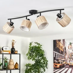 Lampes En Tissu-hofstein Bongal Plafonnier Noir, 4 lumières