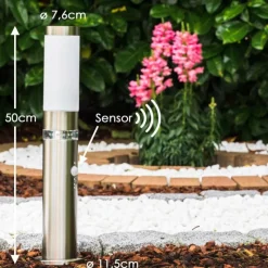 hofstein Borne d'éclairage Avize Acier inoxydable, 1 lumière, Détecteur de mouvement