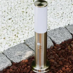 hofstein Borne d'éclairage Caserta Acier inoxydable, 1 lumière, Détecteur de mouvement
