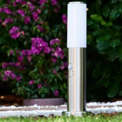 hofstein Borne d'éclairage Caserta Acier inoxydable, 1 lumière, Détecteur de mouvement