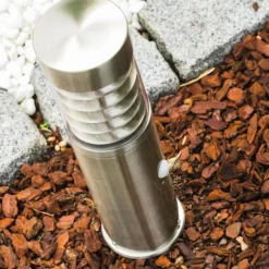 hofstein Borne d'éclairage Dakar Acier inoxydable, 1 lumière, Détecteur de mouvement