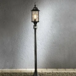 Luminaires Konstsmide Borne d'éclairage Konstsmide Milano Noir, 1 lumière, Détecteur de mouvement