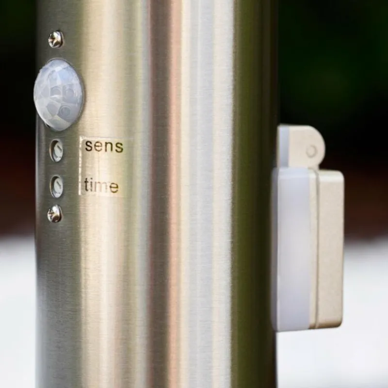 hofstein Borne d'éclairage Tunes Acier inoxydable, 1 lumière, Détecteur de mouvement
