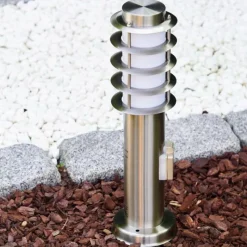 hofstein Borne d'éclairage Tunes Acier inoxydable, 1 lumière, Détecteur de mouvement