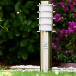 hofstein Borne d'éclairage Tunes Acier inoxydable, 1 lumière, Détecteur de mouvement