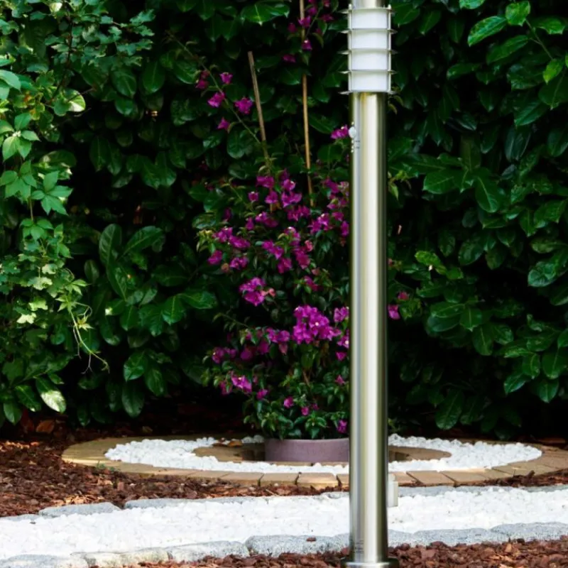 hofstein Borne d'éclairage Tunes Acier inoxydable, 1 lumière, Détecteur de mouvement