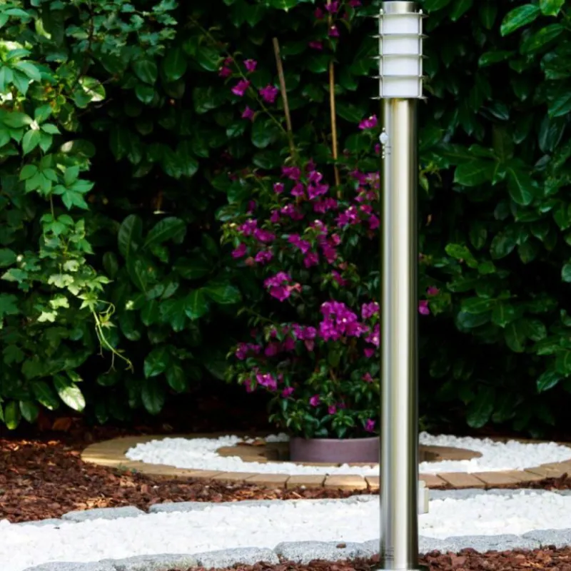 hofstein Borne d'éclairage Tunes Acier inoxydable, 1 lumière, Détecteur de mouvement