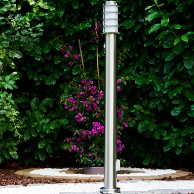 hofstein Borne d'éclairage Tunes Acier inoxydable, 1 lumière, Détecteur de mouvement