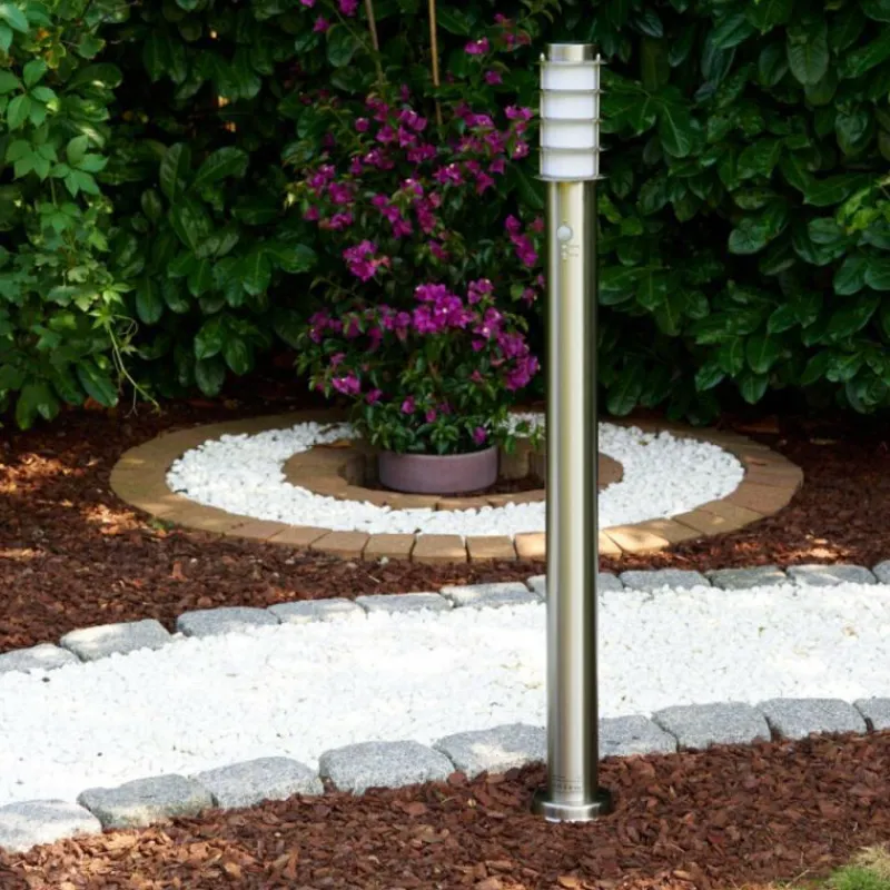 hofstein Borne d'éclairage Tunes Acier inoxydable, 1 lumière, Détecteur de mouvement