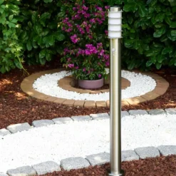 hofstein Borne d'éclairage Tunes Acier inoxydable, 1 lumière, Détecteur de mouvement