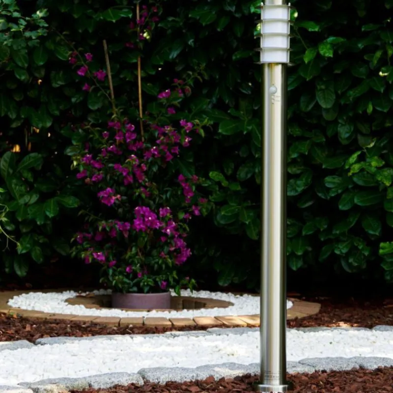 hofstein Borne d'éclairage Tunes Acier inoxydable, 1 lumière, Détecteur de mouvement