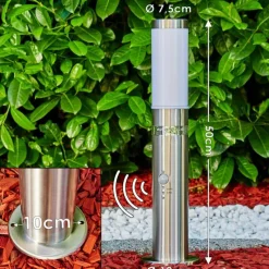 hofstein Borne d'éclairage Walise Acier inoxydable, 1 lumière, Détecteur de mouvement